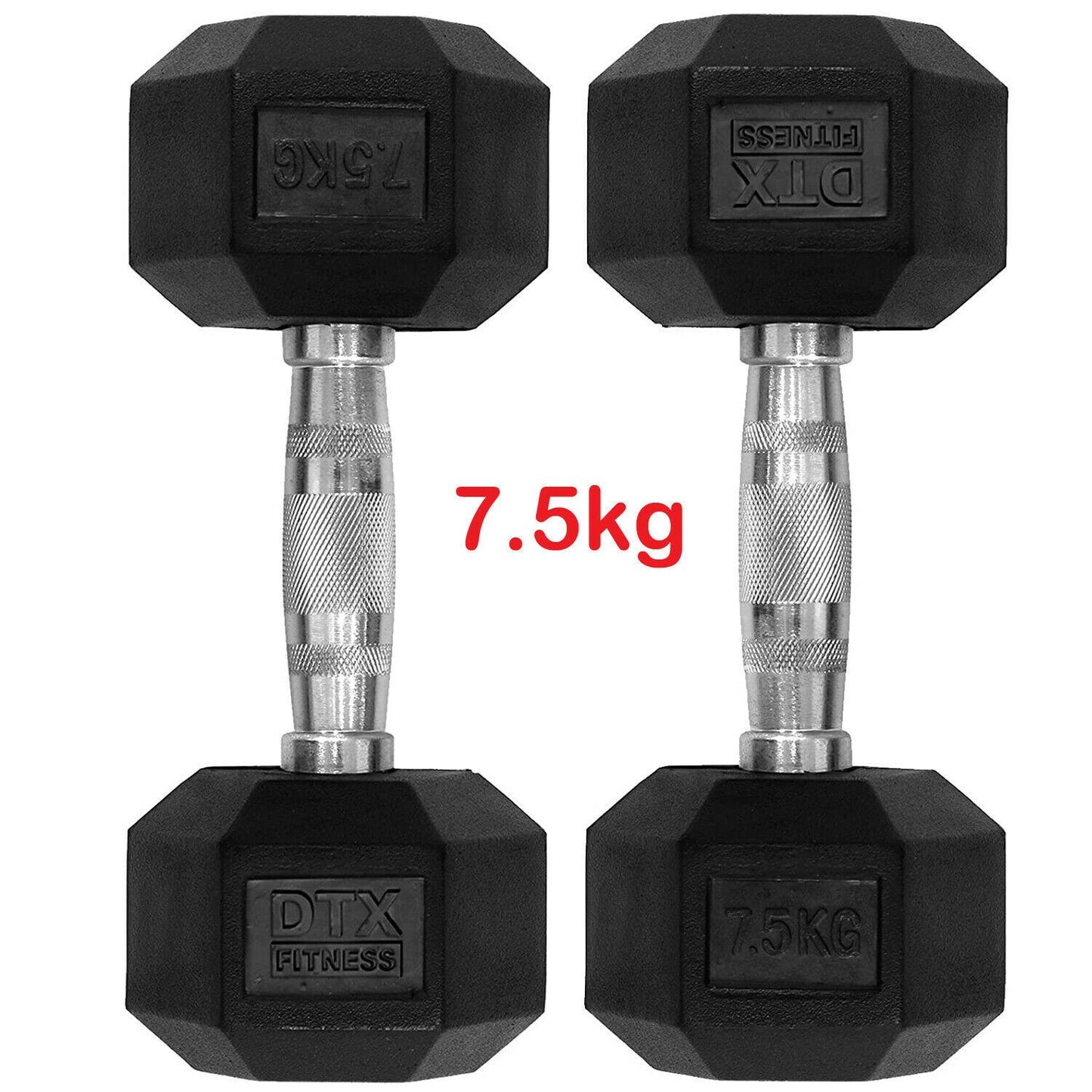 Hex Dumbbells Rubber 7.5kg Pair