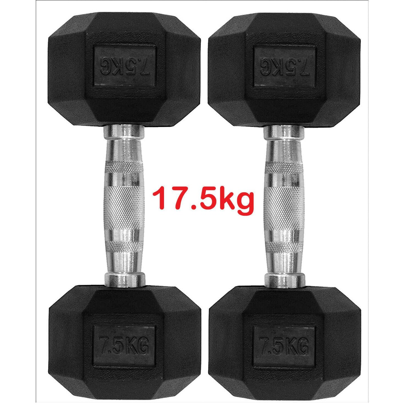 Hex Dumbbells Rubber 17.5kg Pair