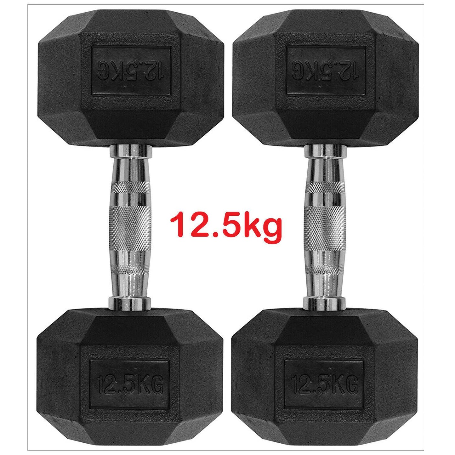 Hex Dumbbells Rubber 12.5kg Pair
