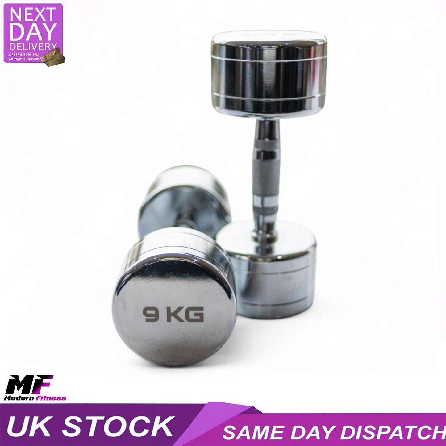 Chrome Dumbbells 9kg Pair