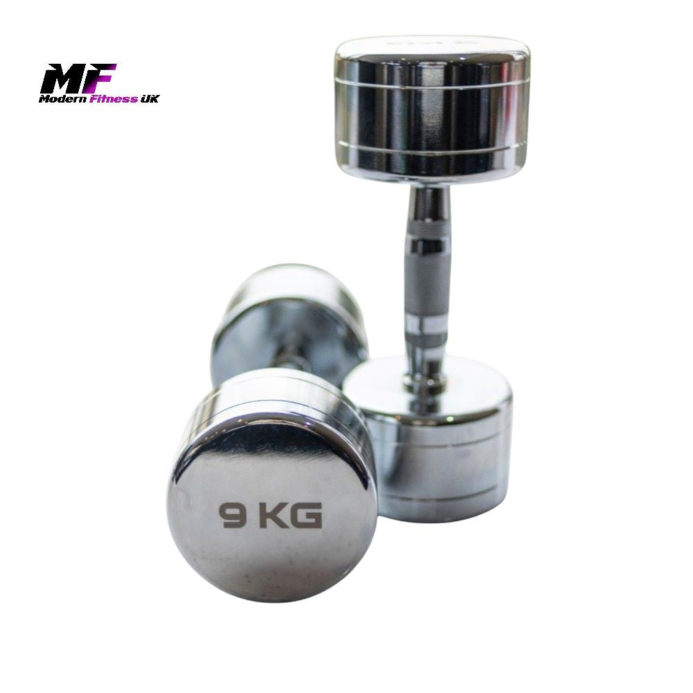 Chrome Dumbbell Pairs – Choice of Weights, Solid Steel, Ergonomic Grip