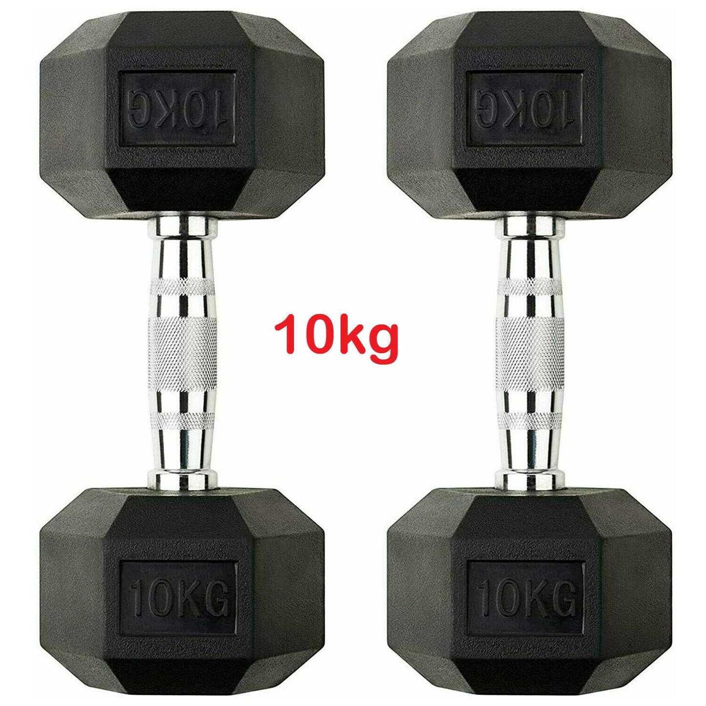 Hex Dumbbells Rubber 10kg Pair