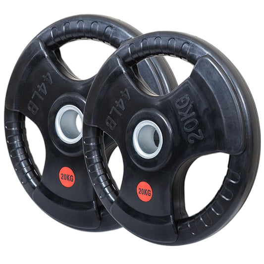 Rubber Tri-Grip Olympic Weight Plates Pair 20kg
