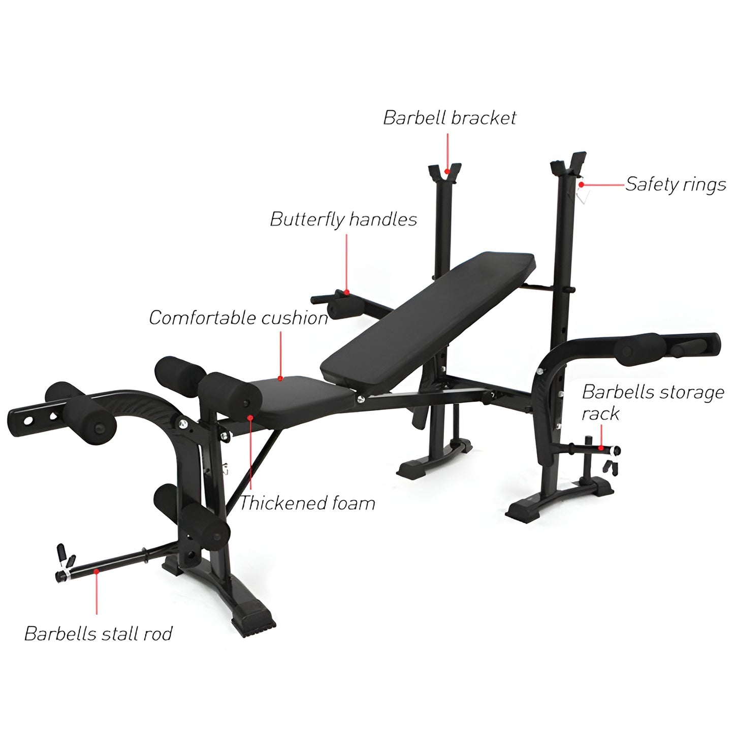 Weight Bench Multifunctional Bench Press Leg extension Butterfly Station
