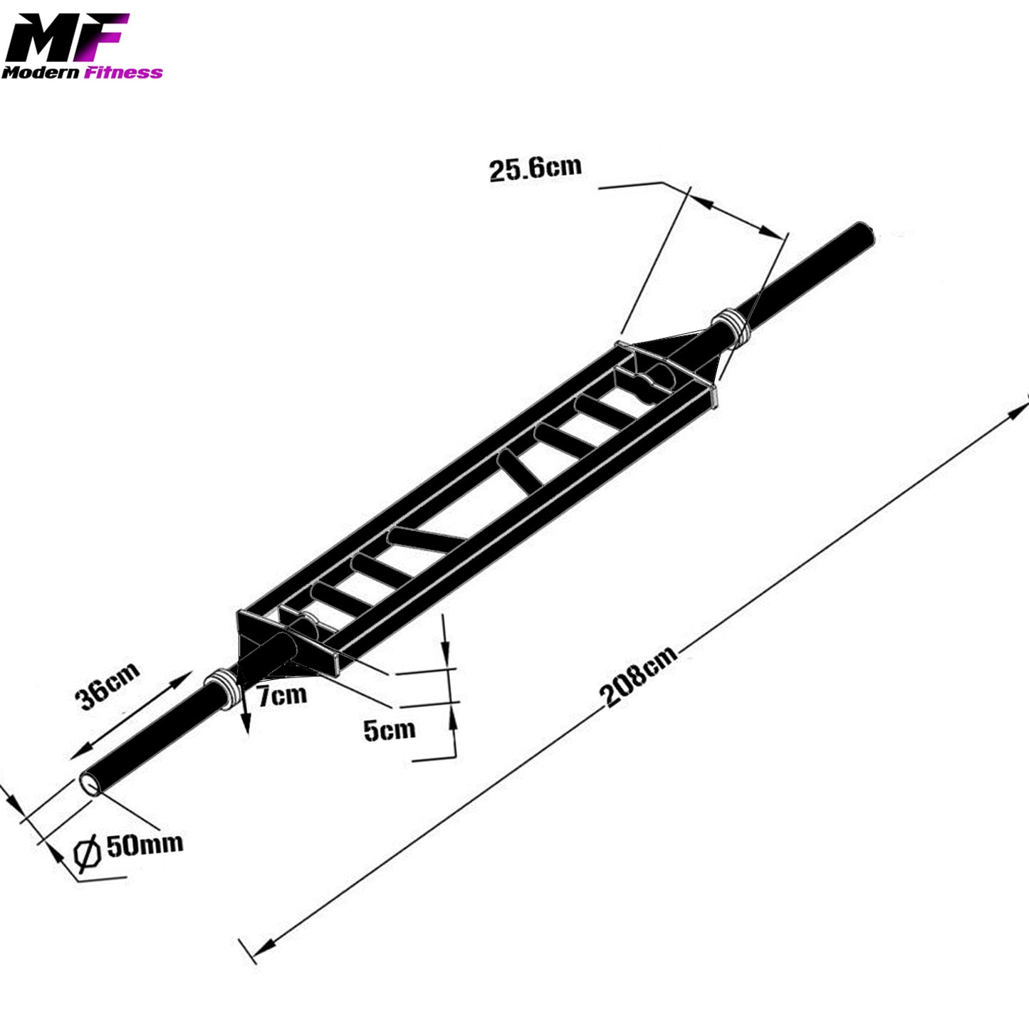 2" Olympic Barbell Multi Grip Bar