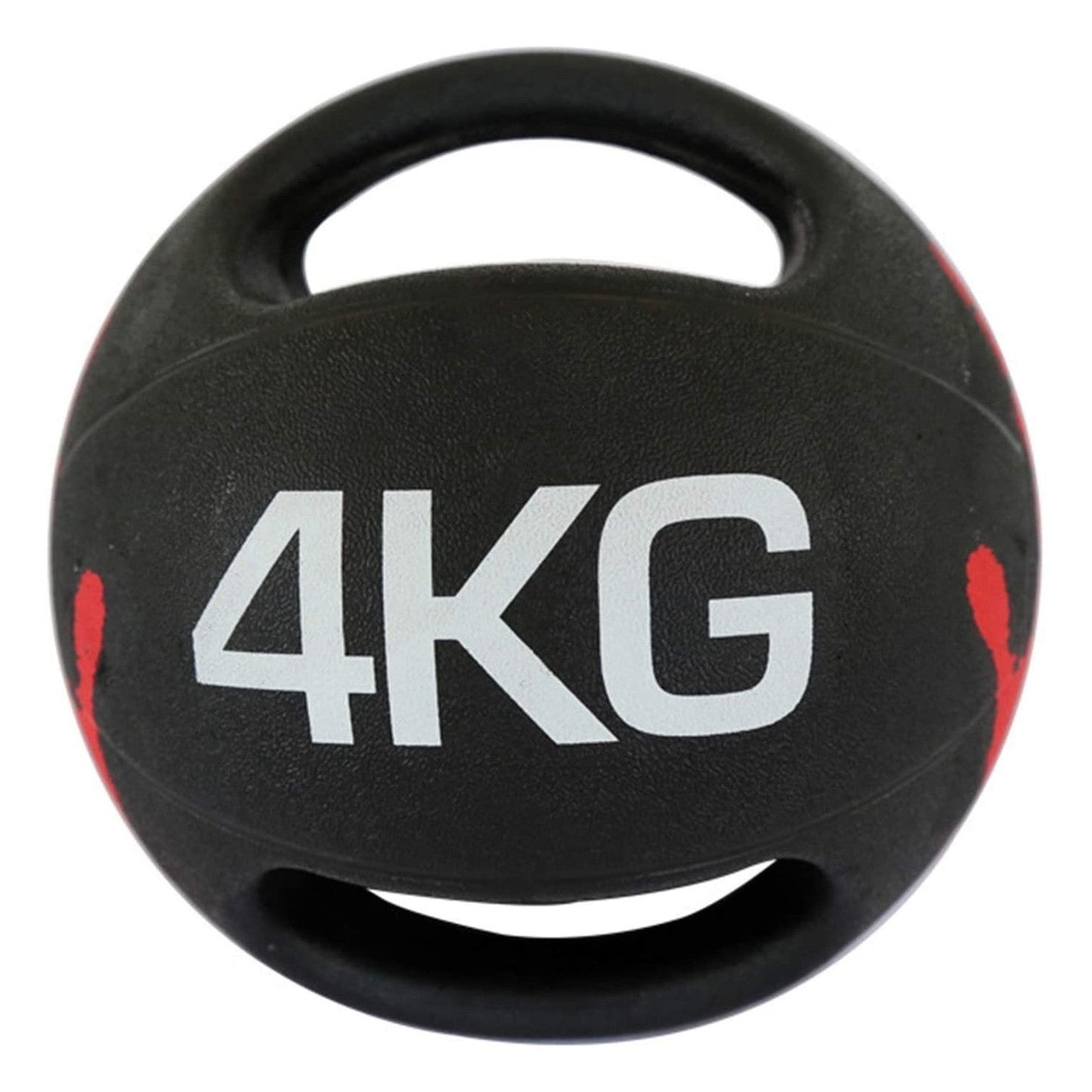 modernfitness 4kg dual handle medicine ball in black with red accents for strength and conditioning training