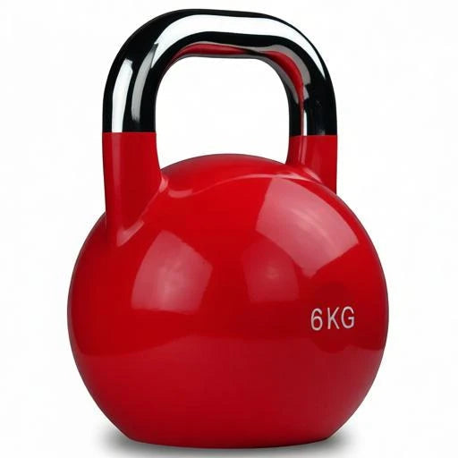 modernfitness 6kg red competition grade solid steel kettlebell with a smooth polished handle