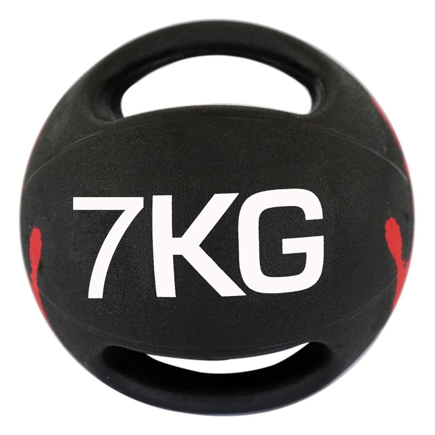 modernfitness 7kg dual handle medicine ball in black with red accents for strength and conditioning training
