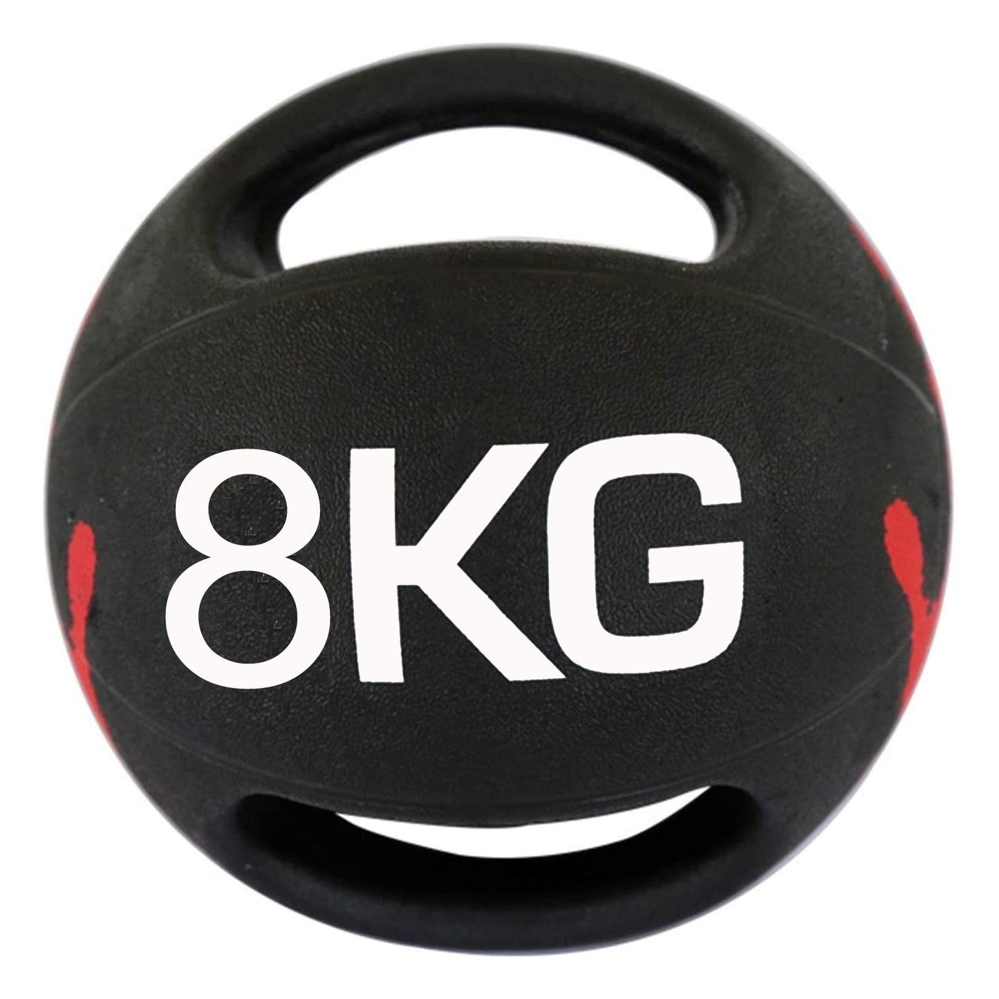 modernfitness 8kg dual handle medicine ball in black with red accents for strength and conditioning training