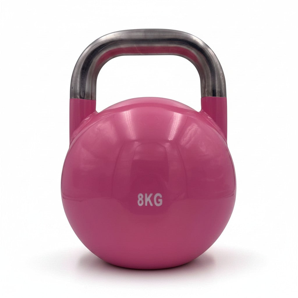 modernfitness 8kg pink competition grade solid steel kettlebell with smooth handle