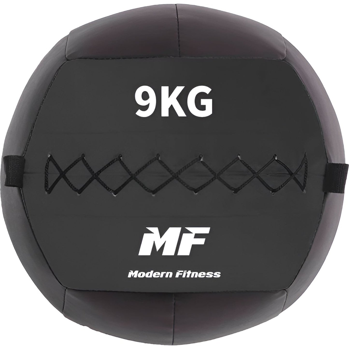 modernfitness 9kg black wall ball with durable stitched construction and textured grip for functional fitness training