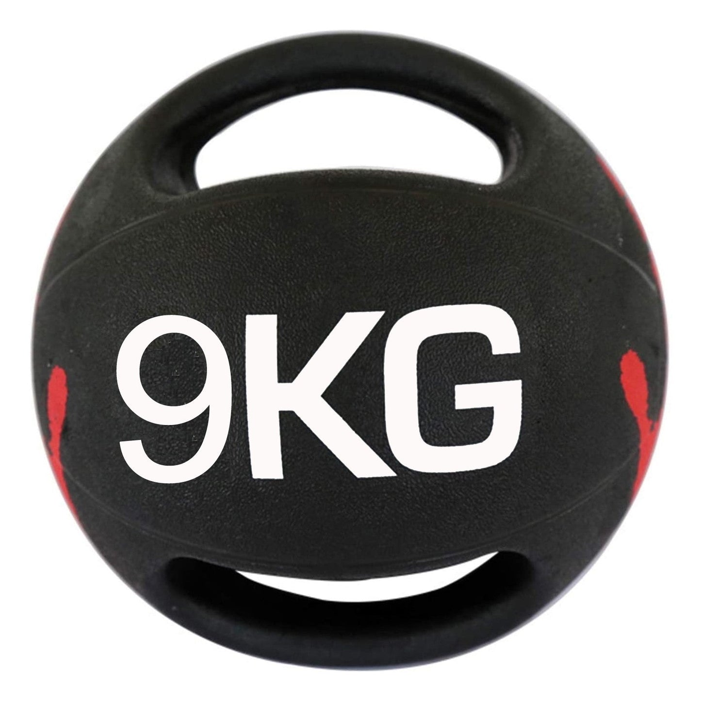 modernfitness 9kg dual handle medicine ball in black with red accents for strength and core training