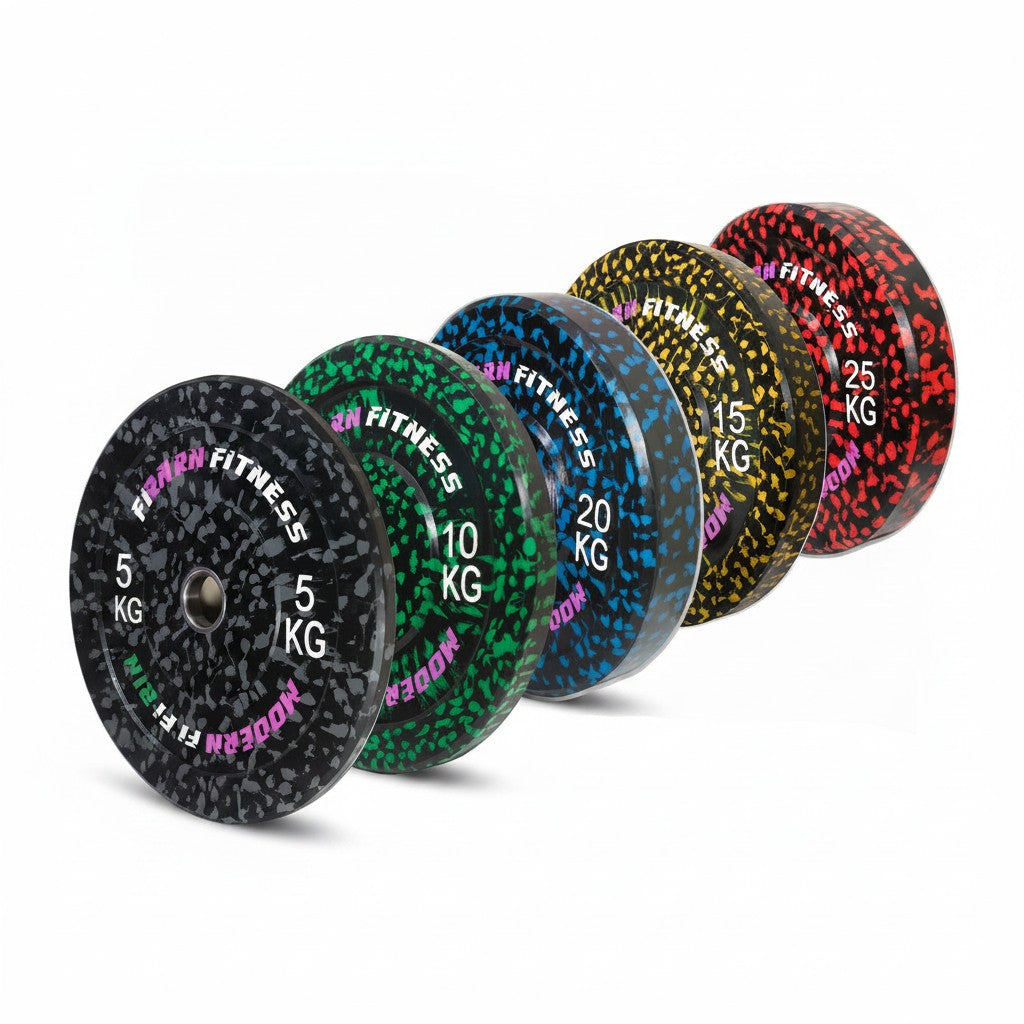 modernfitness camouflage rubber Olympic weight plates in various colours and weights for gym training