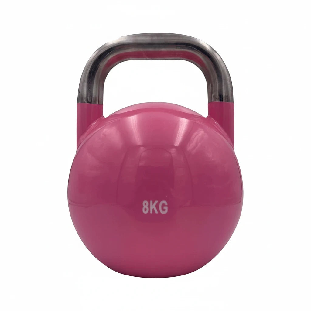 modernfitness 8kg pink competition grade solid steel kettlebell with smooth grip handle