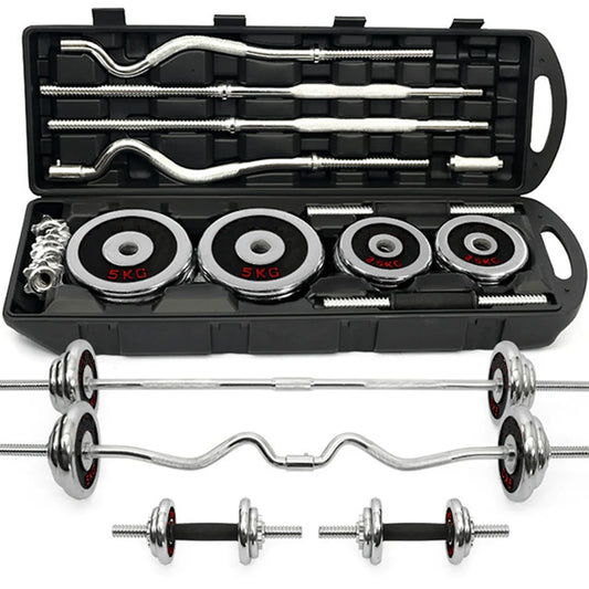 Dumbbell Barbell Weights Set 55kg Curved Bar