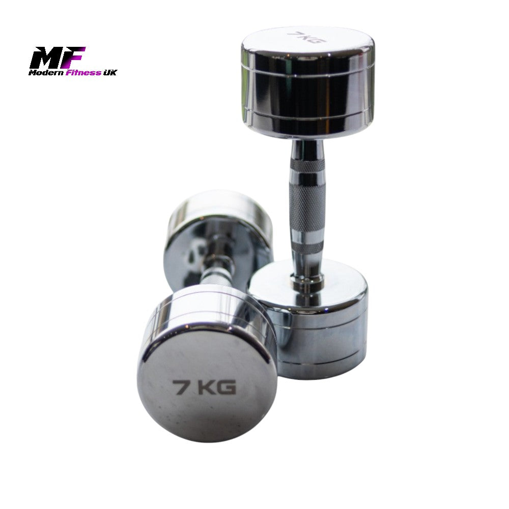Chrome Dumbbell Pairs – Choice of Weights, Solid Steel, Ergonomic Grip