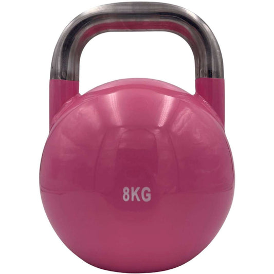 Competition Kettlebell 8kg — Pink, Solid Steel, Smooth Grip Handle