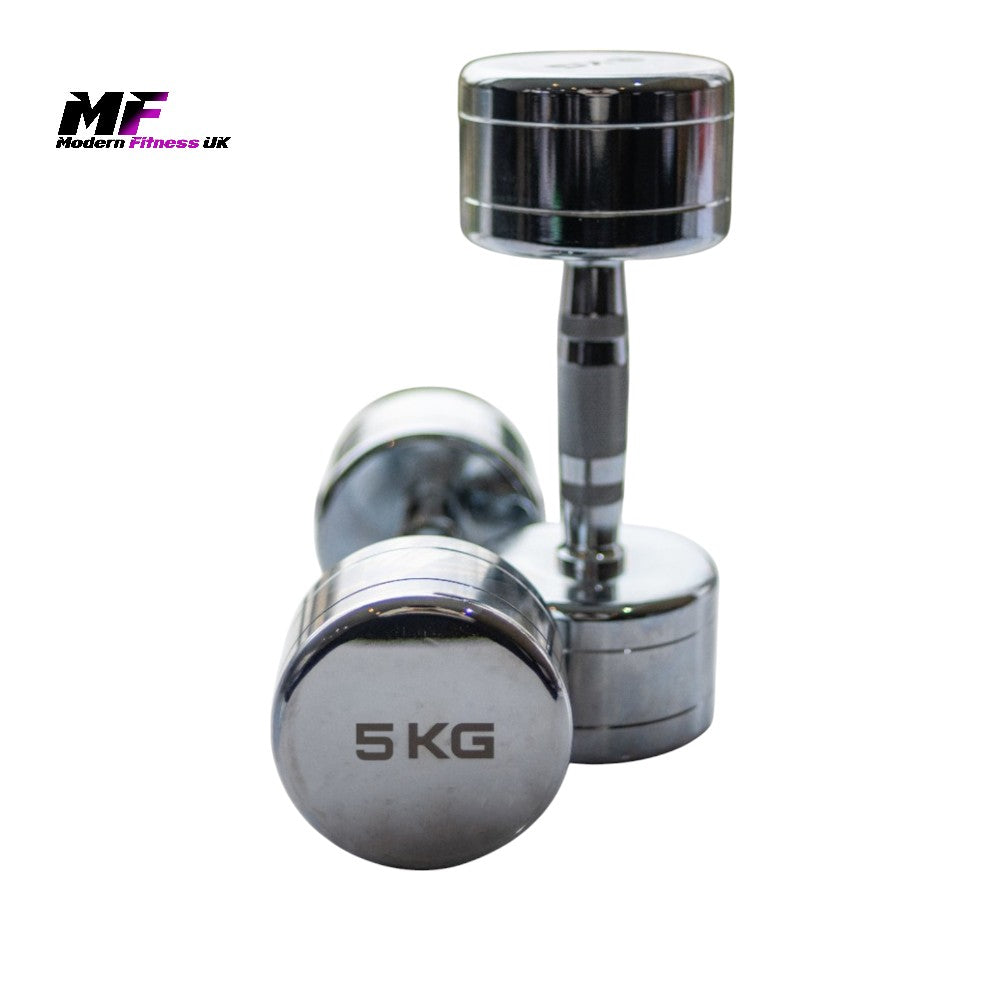 Chrome Dumbbell Pairs – Choice of Weights, Solid Steel, Ergonomic Grip