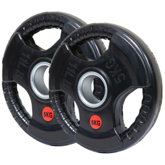 Rubber Tri-Grip Olympic Weight Plates Pair 5kg
