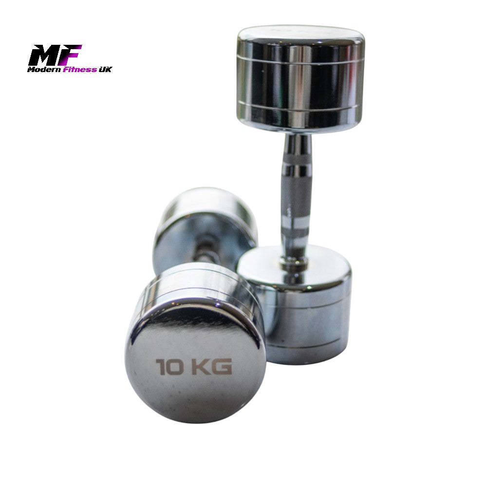 Chrome Dumbbell Pairs – Choice of Weights, Solid Steel, Ergonomic Grip