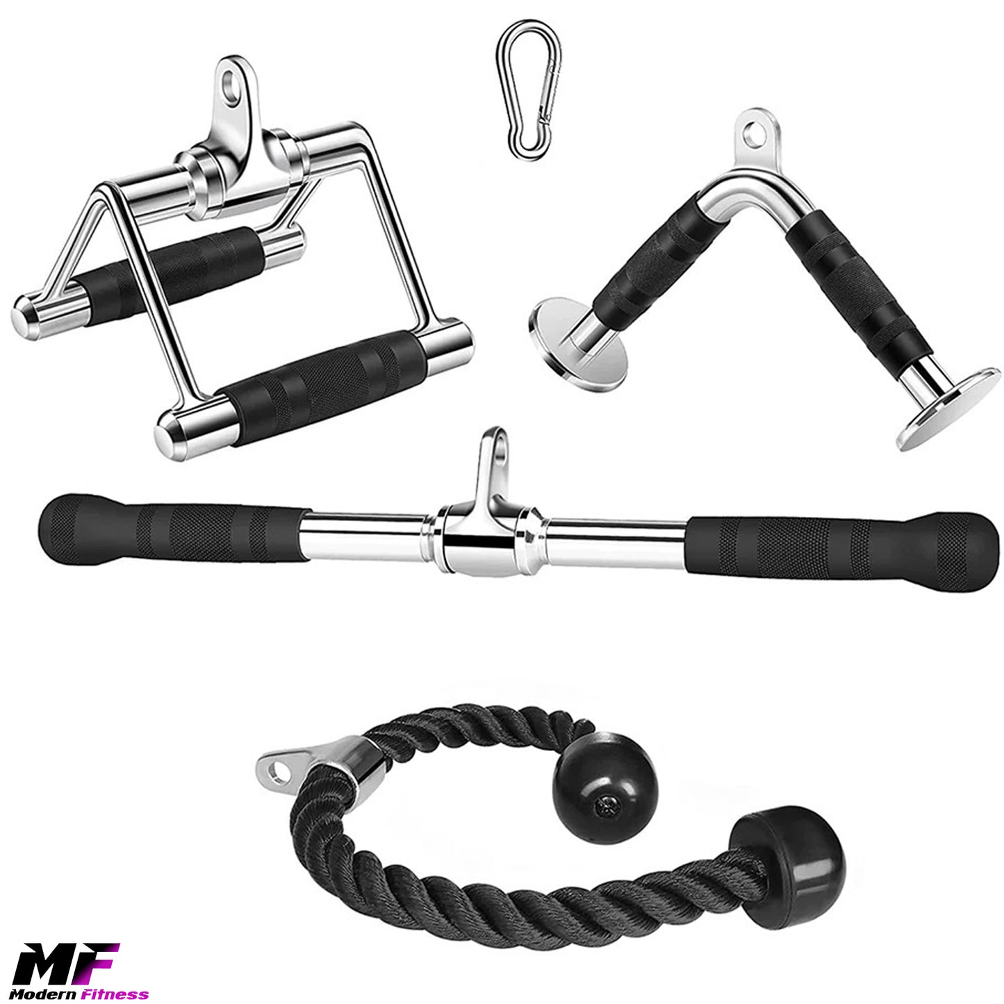 Weight Machine Cable Attachment Set 4 Piece with Carabiner