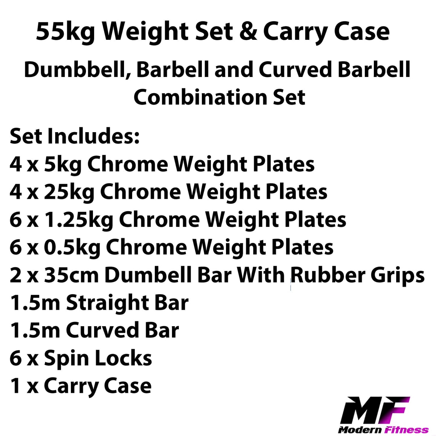 Dumbbell Barbell Weights Set 55kg Curved Bar