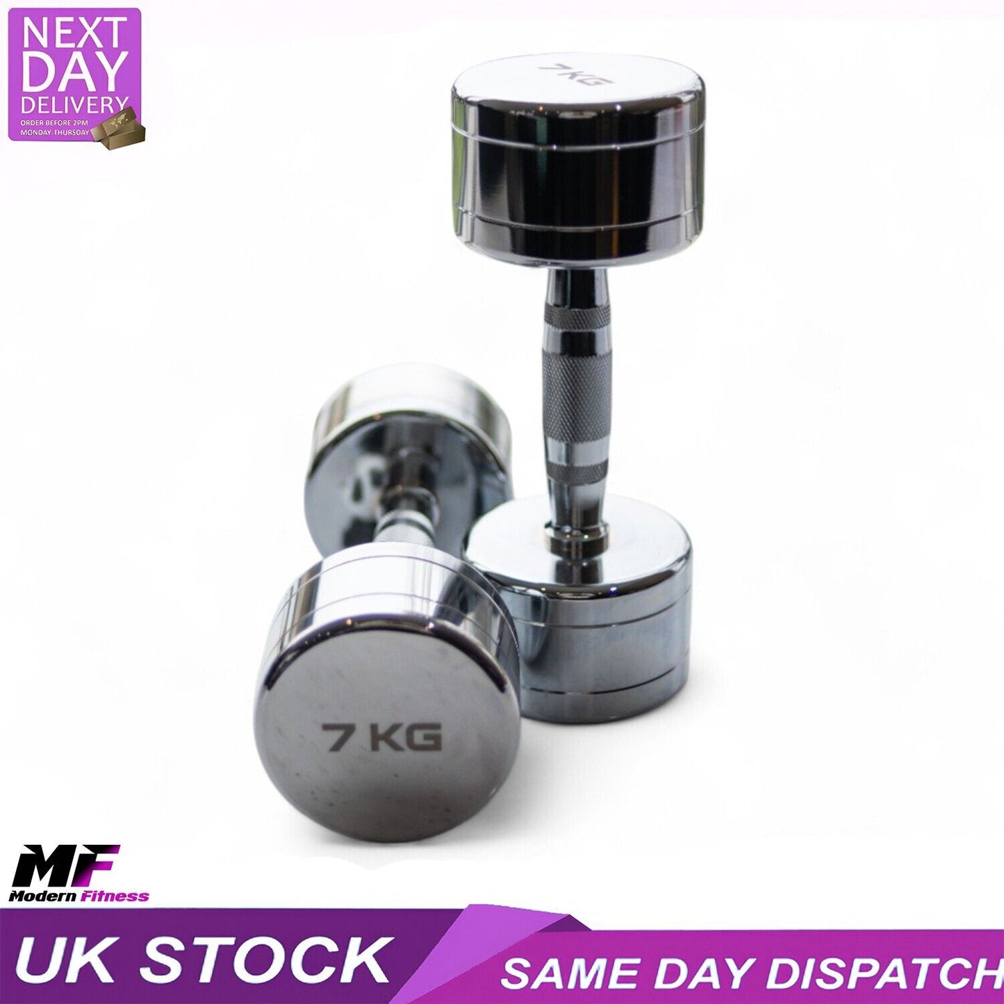 Chrome Dumbbells 7kg Pair