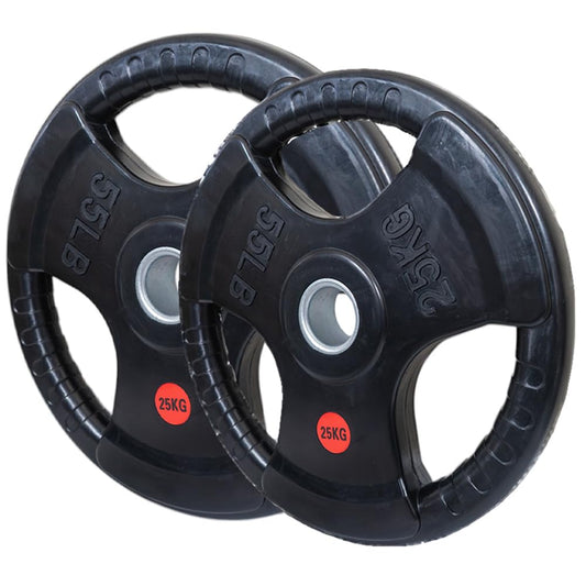 Rubber Tri-Grip Olympic Weight Plates Pair 25kg