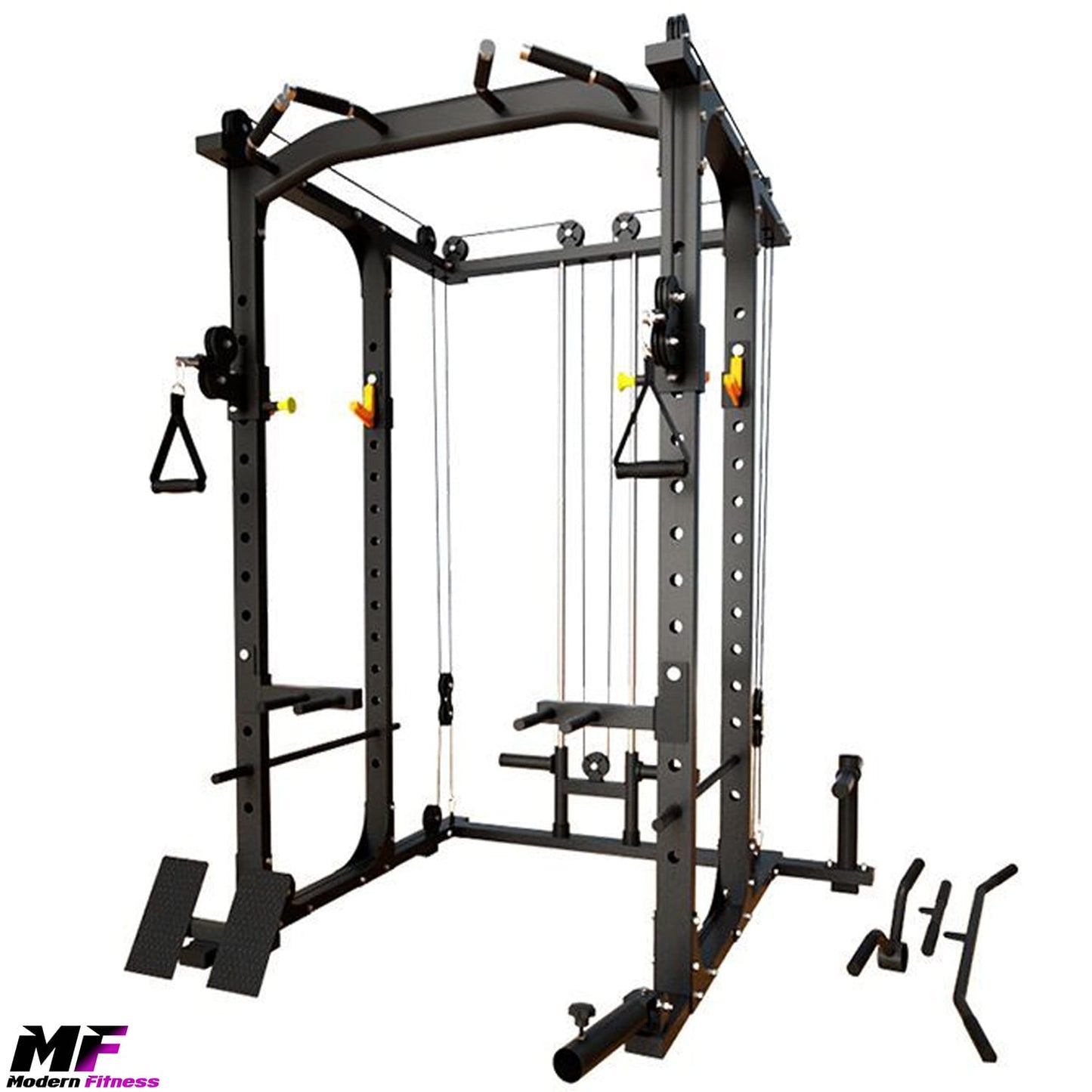 Power Rack Squat Cage with Cable Pulley System