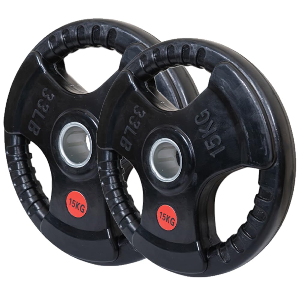 Rubber Tri-Grip Olympic Weight Plates Pair 15kg