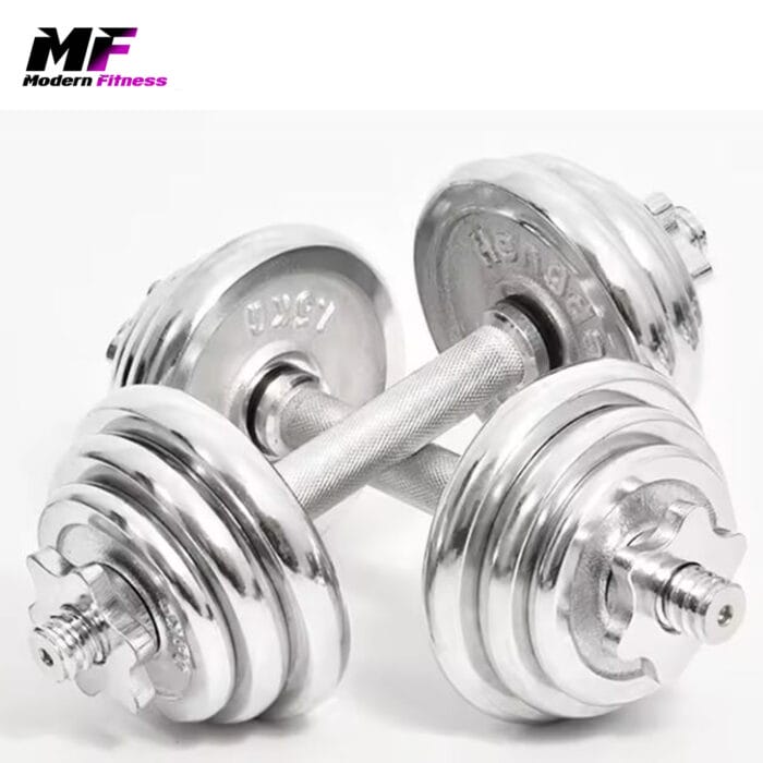 Chrome Spinlock Dumbbell Barbell Set 50kg - Image 6