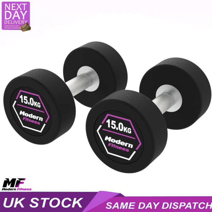 15kg Rubber Dumbbells Pair - Image 3
