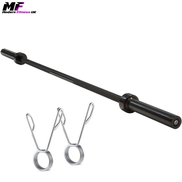 Black olympic barbell with 2 clamps from Modern Fitness