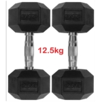 12.5kg Rubber Hex Dumbbells Pair
