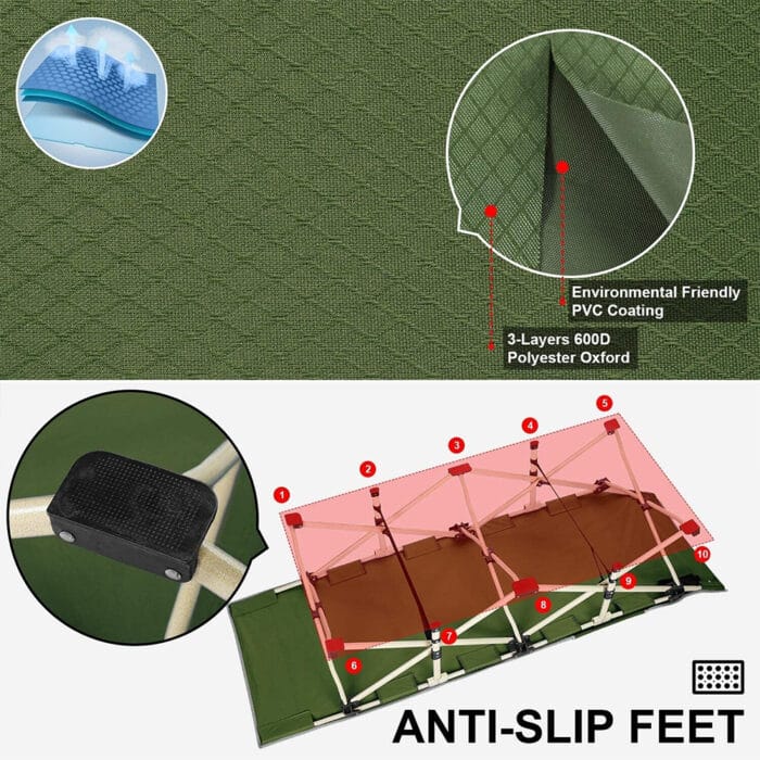 Foldable Folding Camp Bed Set - Image 11