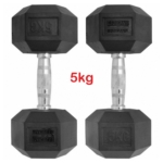 5kg Rubber Hex Dumbbells Pair