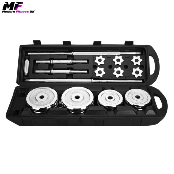 Chrome Spinlock Dumbbell Barbell Set 50kg - Image 2