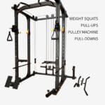 Power Rack Squat Cage with Cable Pulley System