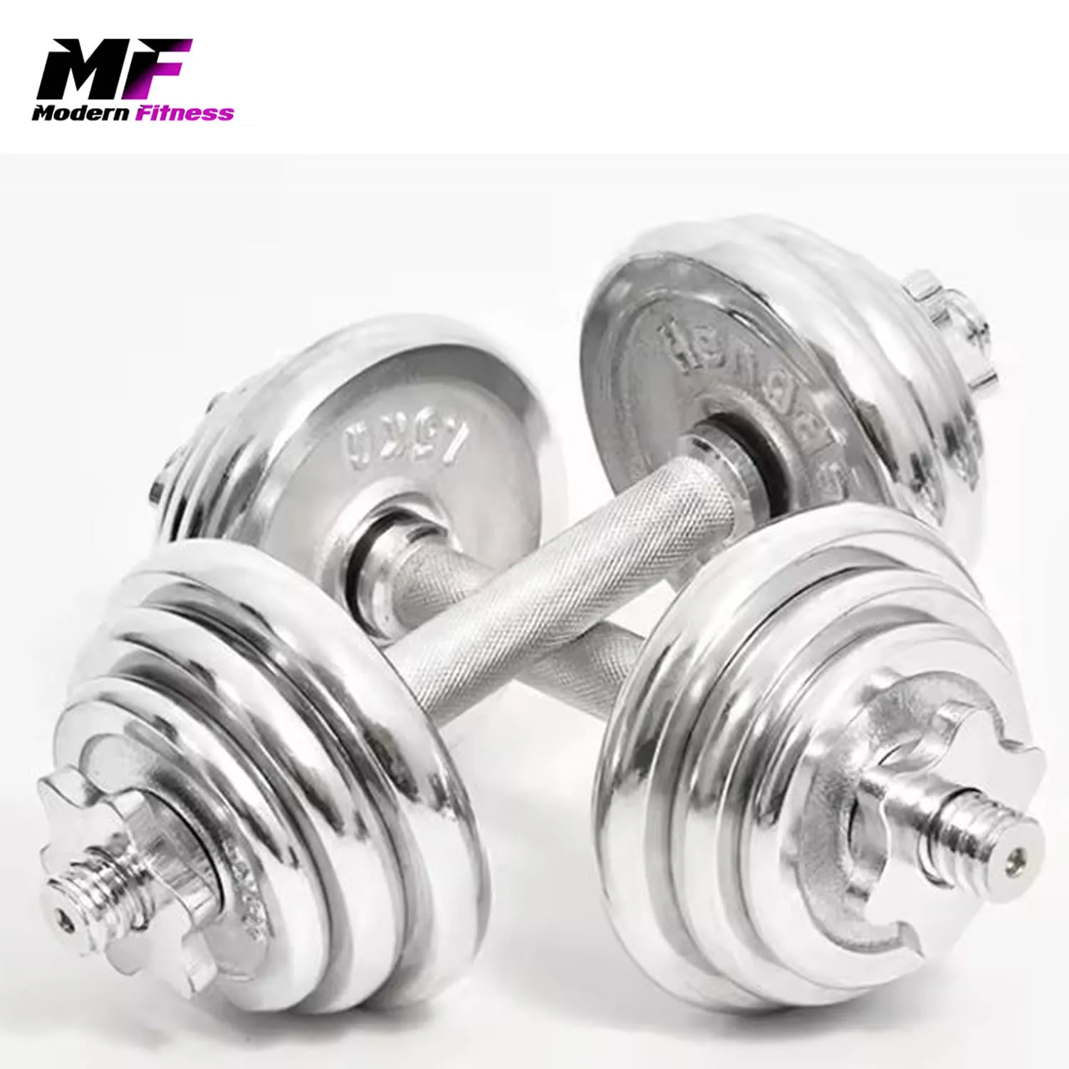 Chrome Spinlock Dumbbell Barbell Set 50kg - Image 6