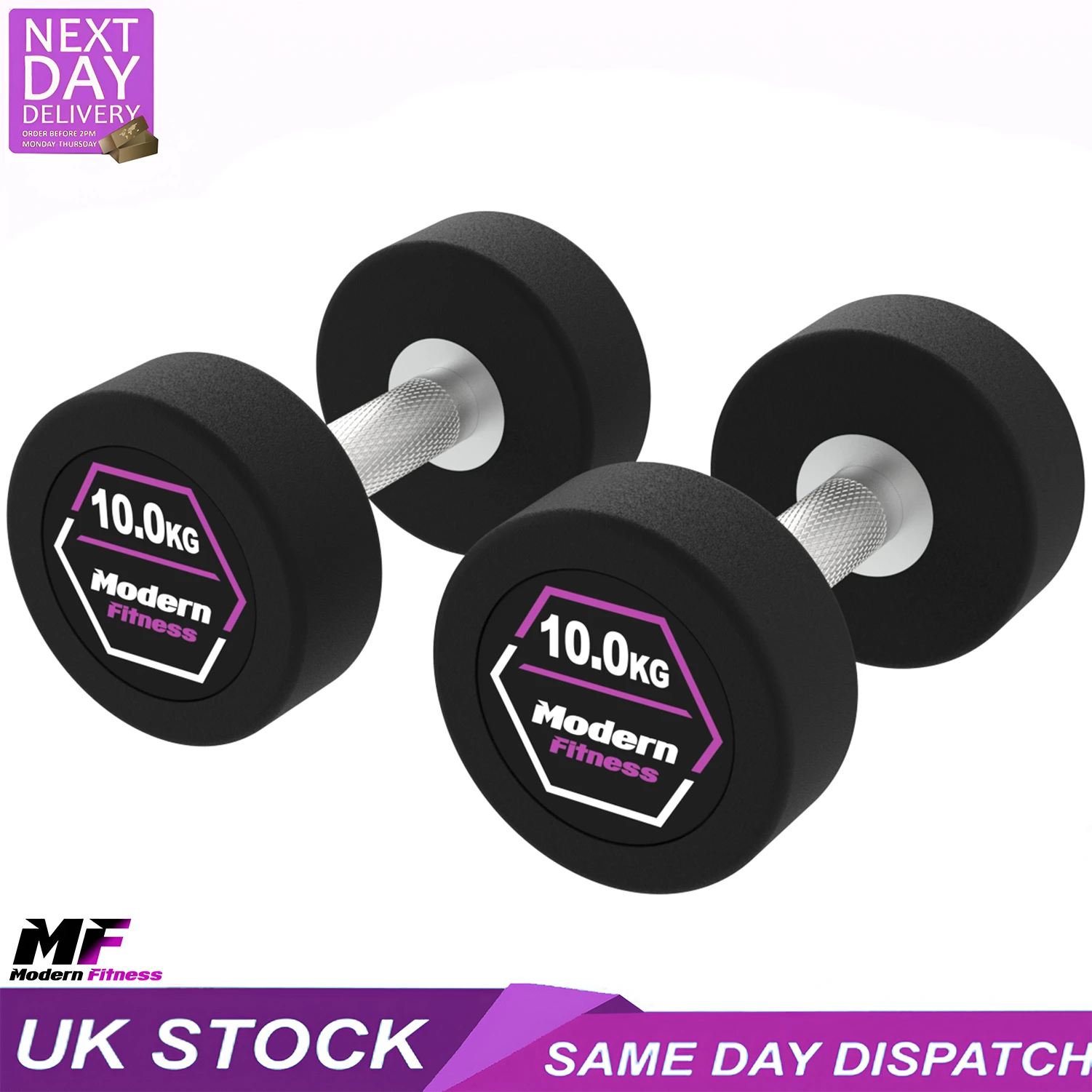 10kg Rubber Dumbbells Pair - Image 3