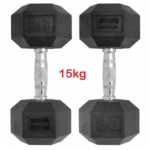 15kg Rubber Hex Dumbbells Pair