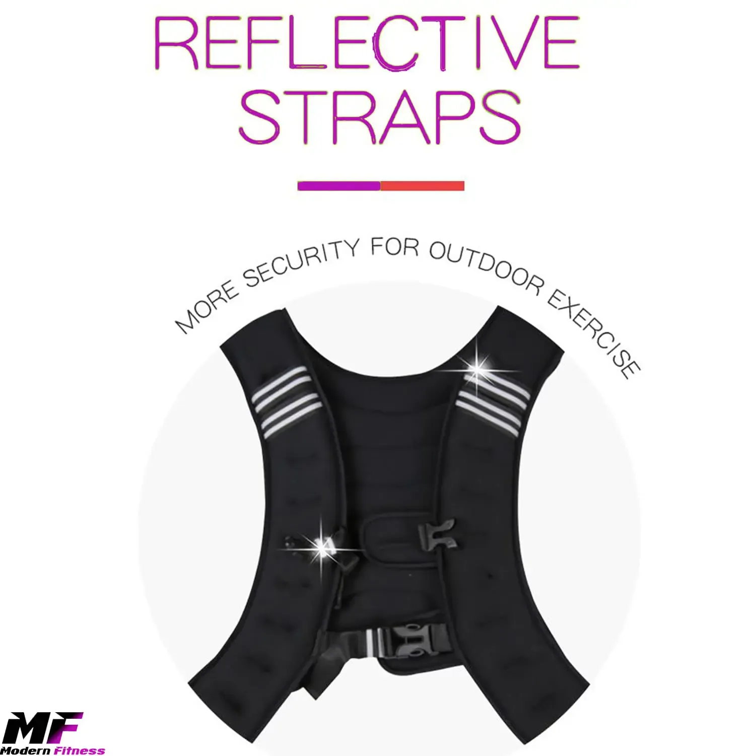 Weighted Vest 5kg Black with Reflective Stripes - Image 2