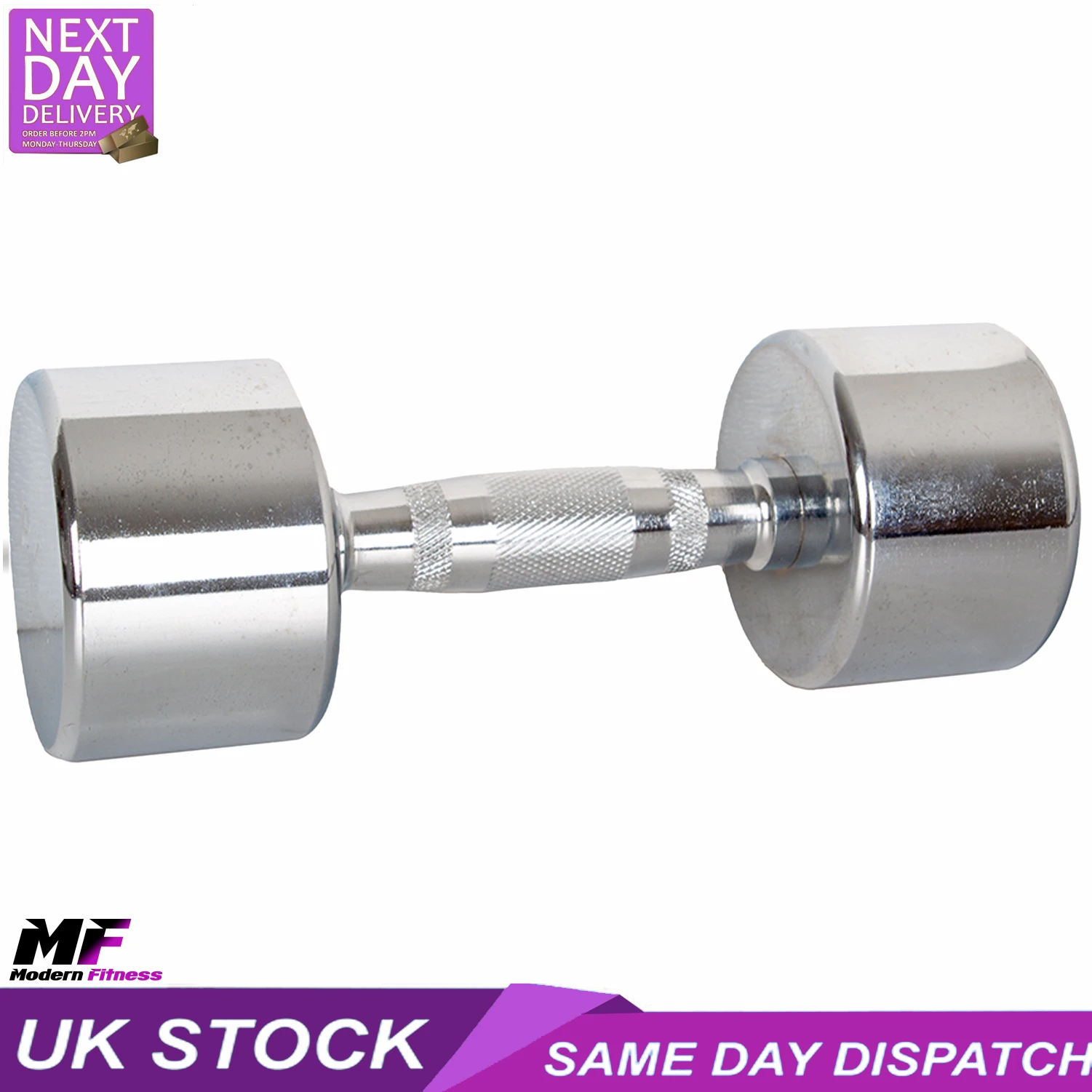 Chrome Dumbbells 8kg Pair - Image 2