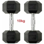 10kg Rubber Hex Dumbbells Pair