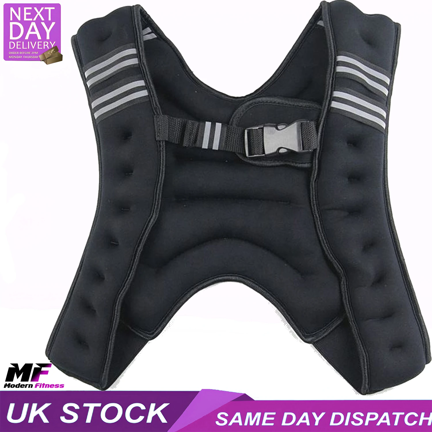 Weighted Vest 5kg Black with Reflective Stripes - Image 3