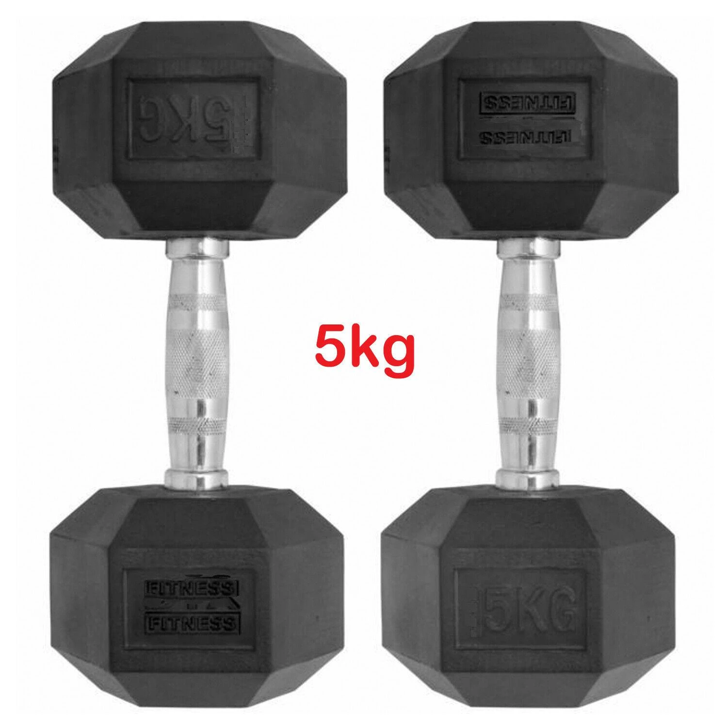 Premium weightlifting dumbbells from Modern Fitness. 5kg hex weights