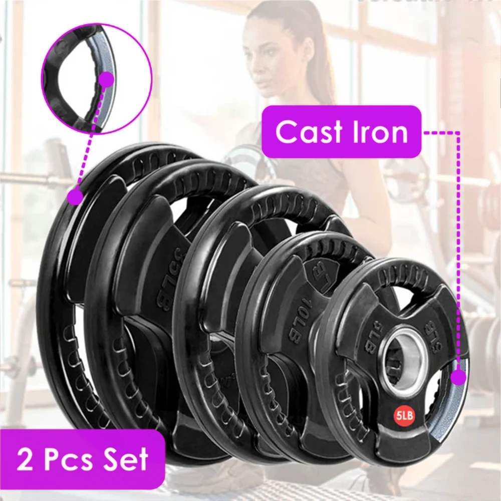 Rubber Tri-Grip Olympic Weight Plates Pair 20kg - Image 5