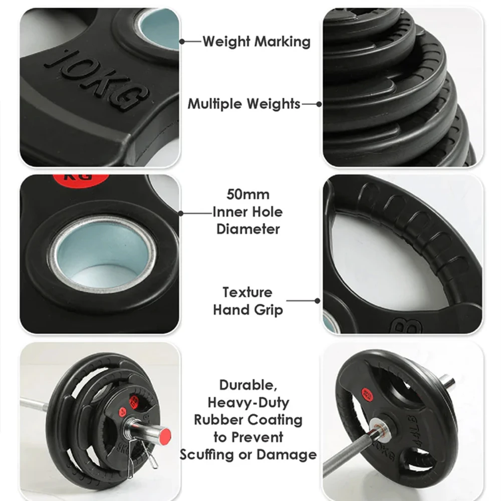 Rubber Tri-Grip Olympic Weight Plates Pair 10kg - Image 3