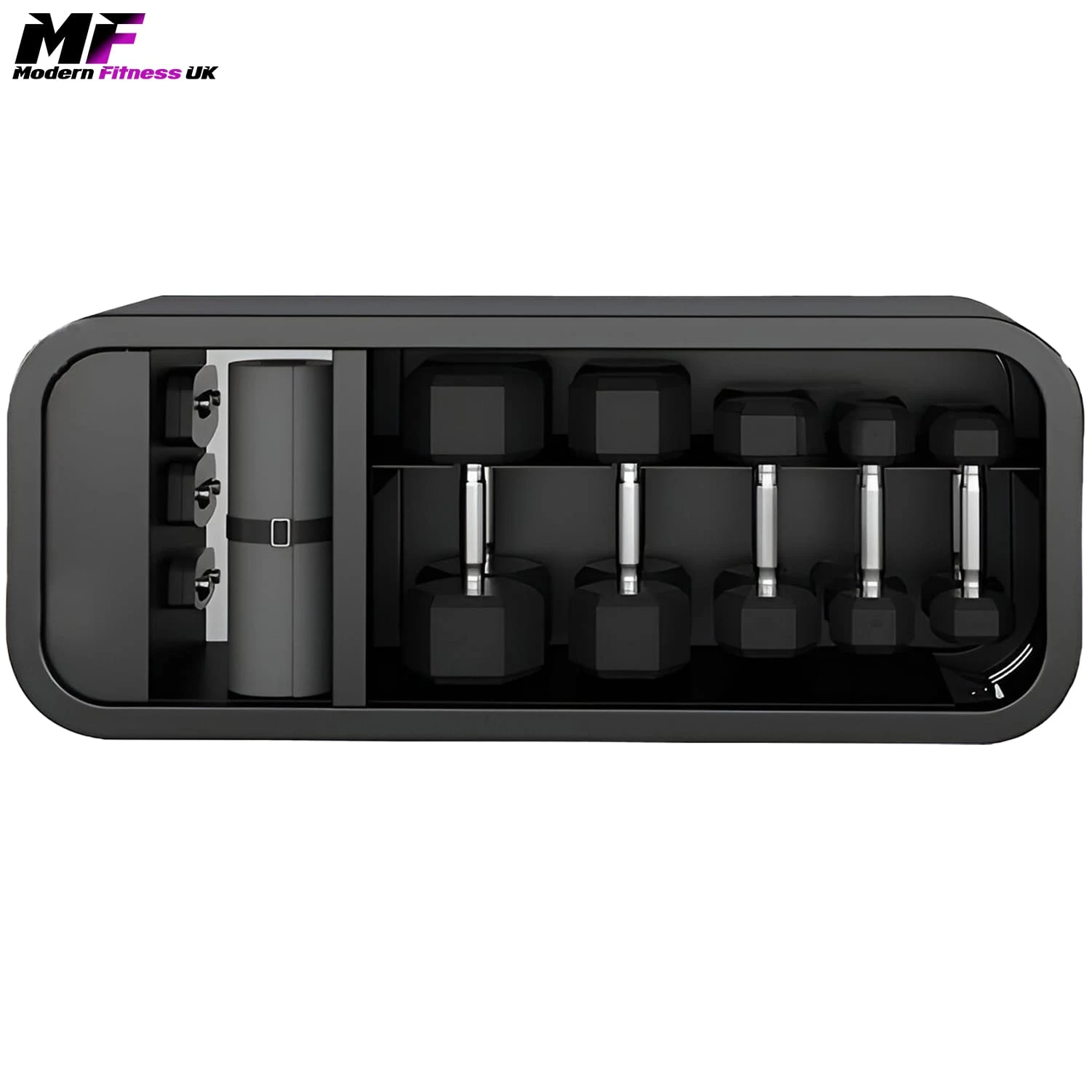 Tech Weight Bench from Modern Fitness with storage for dumbbells underneath