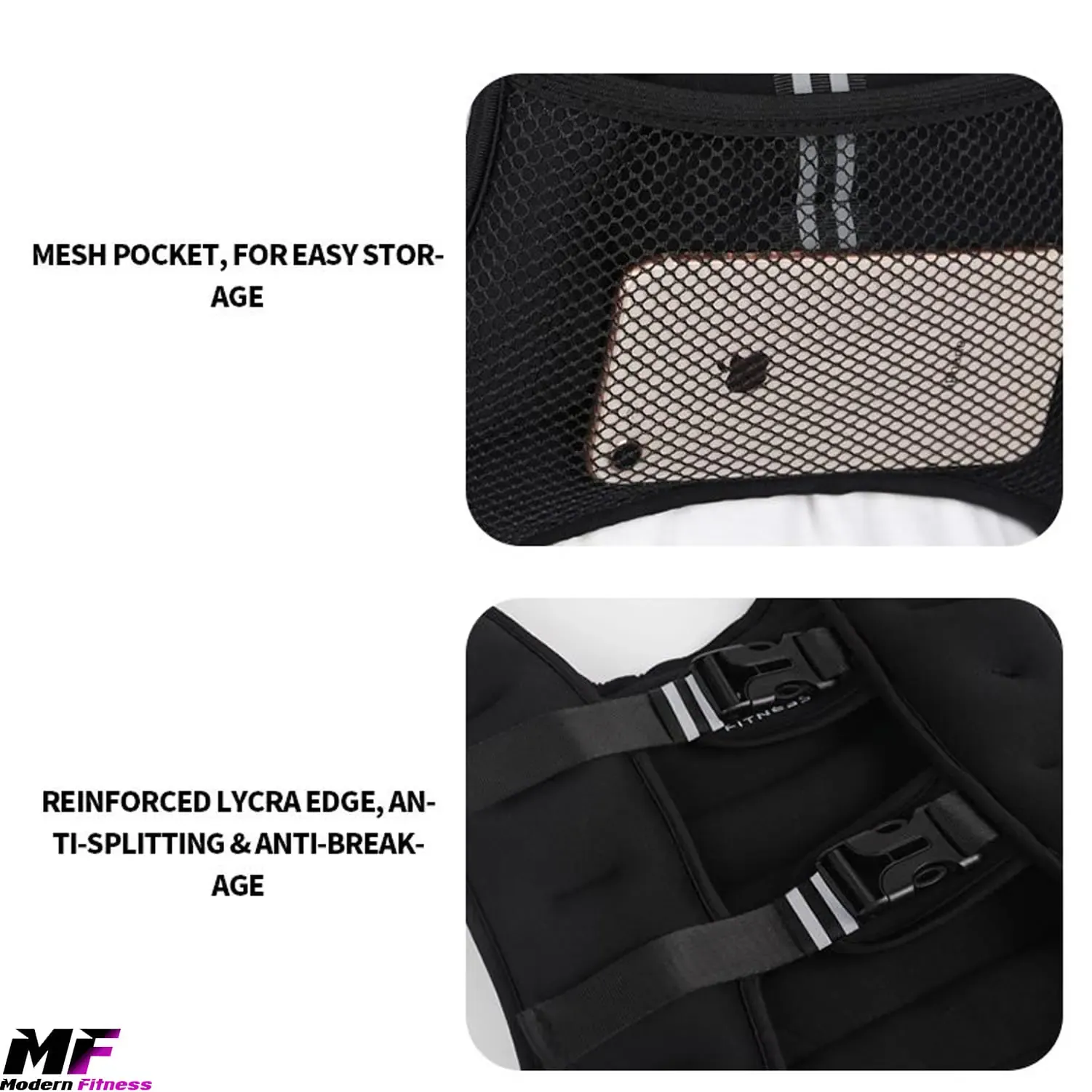 Weighted Vest 5kg Black with Reflective Stripes - Image 4